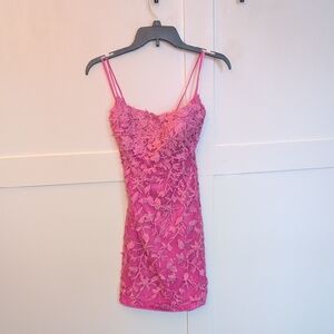 Pink Lace Mini Dress